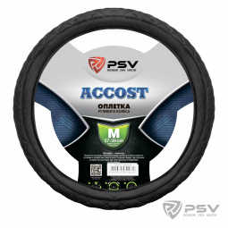 Оплетка руля "M" d37-39см "PSV" ACCOST кожа, черный