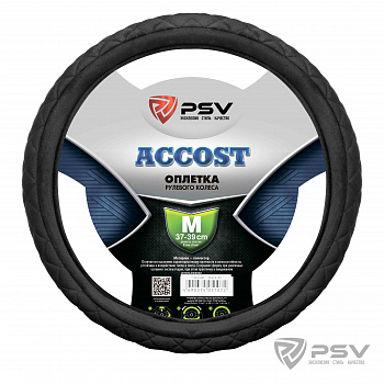 Оплетка руля "M" d37-39см "PSV" ACCOST кожа, черный