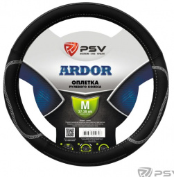 Оплетка руля "M" d37-39см "PSV" ARDOR кожа, черный,отстрочка серая