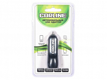 Адаптер автомобильный на 2 USB (1А+2,1А) "CARLINE" в прикуриватель 12/24В