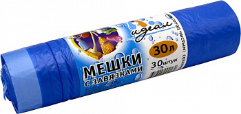 Мешки для мусора  30 литров 50*60 "Идеал" (рулон 30шт) с завязками
