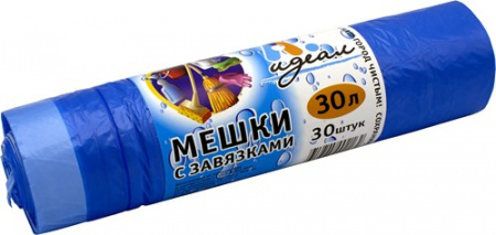 Мешки для мусора  30 литров 50*60 "Идеал" (рулон 30шт) с завязками