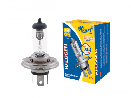 Лампа галоген H4  12/60/55W P43t "KRAFT" +30%