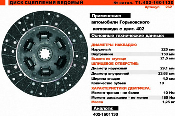 Диск сцепления 402 дв."Триал"