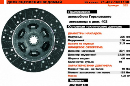 Диск сцепления 402 дв."Триал"