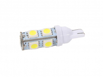 Лампа светодиод Т10 (12-5 габариты б/цок.) W5W 12V белая 9SMD "Lumen"