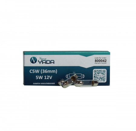 Лампа А 12-5-2-х цок. C5W 12V (освещения салона,подсв.номера, 36мм) "YADA"