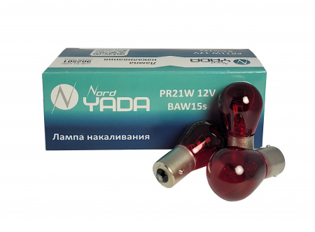 Лампа А 12-21 красная (стоп-сигнал,габариты) P21W 12V "YADA"