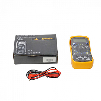 Мультиметр цифровой DT830L "AVRpro", в защитном чехле, звуковая прозвонка цепи, подсветка