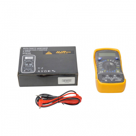 Мультиметр цифровой DT830L "AVRpro", в защитном чехле, звуковая прозвонка цепи, подсветка