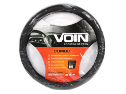 Оплетка руля "M" d37-39см "VOIN" COMBO экокожа, черная