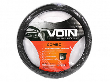 Оплетка руля "M" d37-39см "VOIN" COMBO экокожа, черная