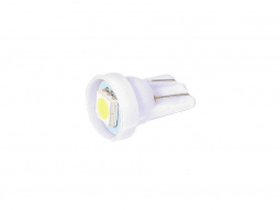Лампа светодиод Т10 (12-5 габариты б/цок.) W5W 12V белая 1SMD