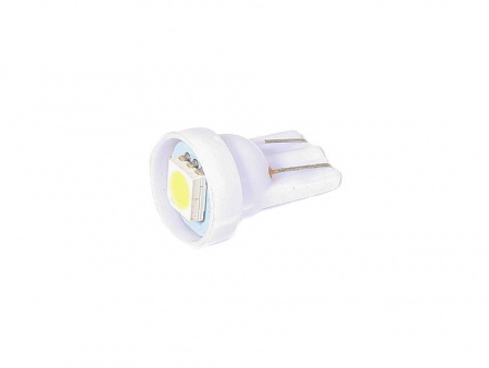Лампа светодиод Т10 (12-5 габариты б/цок.) W5W 12V белая 1SMD