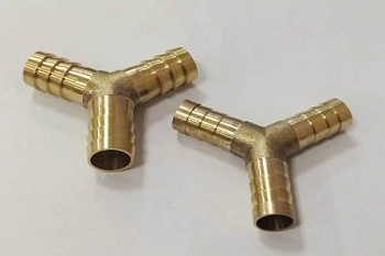 Переходник под шланг "Елочка" (Y-образный) d=12мм.(латунь) "Technik"