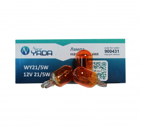 Лампа А 12-21-5-2 конт. W21/5W 12V б/цок. желтая (указ.поворотов,габариты) "YADA"