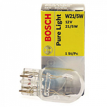 Лампа А 12-21-5-2 конт. W21/5W 12V б/цок.(стоп-сигнал,габариты 2190-94) "BOSCH"