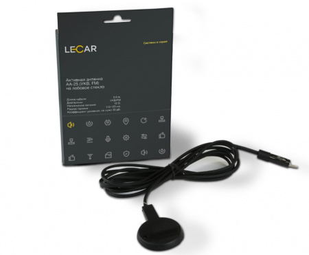 Антенна авто активная внутрисалонная "LECAR" АА-25 (фирм. упак.) (УКВ)
