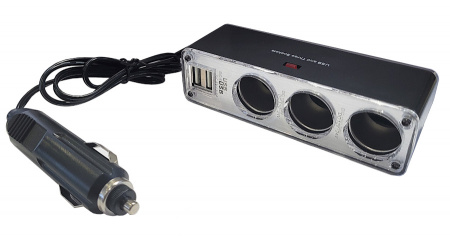 Разветвитель прикуривателя 3 гнезда+USB с провод.60см с индик. (блистер) "YADA"