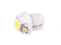 Лампа светодиод T5 (12-1,2 б/цок.панель приборов) W1,2W 12V белая 1SMD с патроном "YADA"