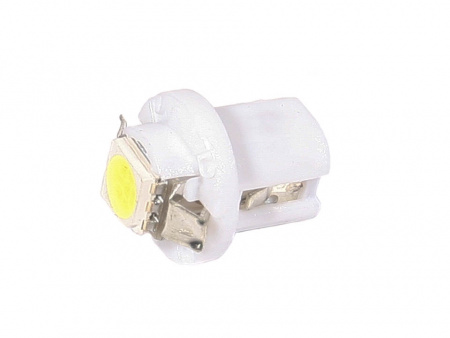 Лампа светодиод T5 (12-1,2 б/цок.панель приборов) W1,2W 12V белая 1SMD с патроном "YADA"