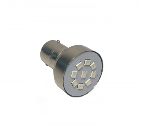 Лампа светодиод S25 (12-21) P21W 12V красная (9LED диодов) "YADA"
