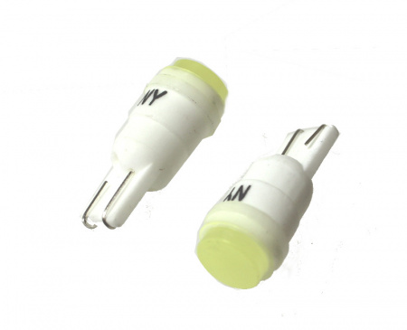 Лампа светодиод Т10 (12-5 габариты б/цок.) W5W 12V белая COB керамика "YADA"