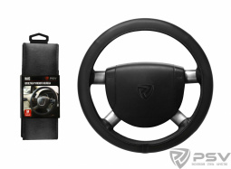 Оплетка руля "M" d37-39см "PSV" NAIS  кожа, черная,отстрочка черная