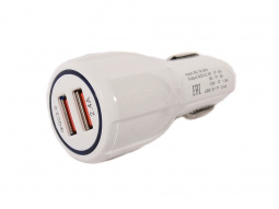 Адаптер автомобильный на 2 USB "AVS" 1.2А+1.2А  в прикуриватель 12/24В UC-123 Quick Charge