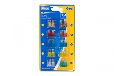 Предохранитель плоский  5-30 А"KRAFT" 5-30 А (к-т 10шт) без пинцета