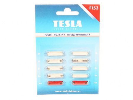 Предохранитель цилиндр. "TESLA" (к-т 10шт) 8Ах8+16Ах2 в блистере F 153