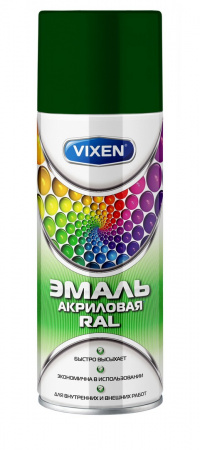 Краска аэрозольная зеленый мох акриловая  "VIXEN" (520 мл) (RAL-6005)
