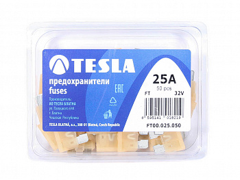 Предохранитель плоский 25А "TESLА" (упак.50шт) FT 25A