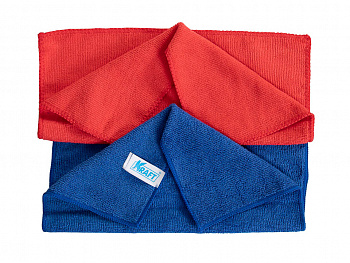 Салфетка микрофибра (30*30 см 2шт.) синяя + красная. "KRAFT"
