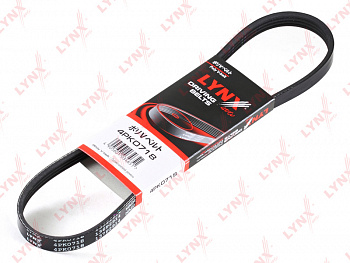 Ремень генератора Largus, Logan, Sandero без ГУР, без конд. (4PK718) "LYNX" (Япония)