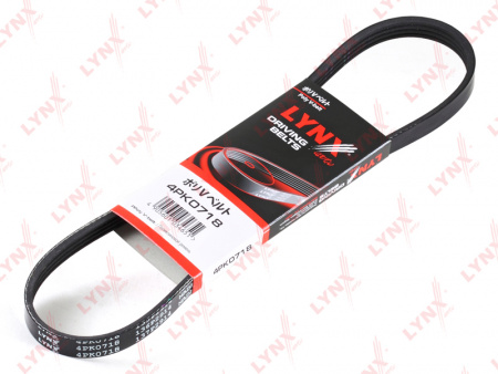 Ремень генератора Largus, Logan, Sandero без ГУР, без конд. (4PK718) "LYNX" (Япония)