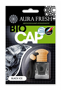 Ароматизатор подвесной с деревянной крышкой "AURA FRESH BIO CAP Black Ice" (Черный лед)