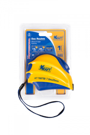 Рулетка 7,5 м х 25 мм, с автоматической фиксацией "KRAFT" Professional
