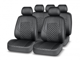 Чехлы а/м унив. "AUTOPREMIER" "GRAND" чёрный, экокожа, SRS AIRBAG, карман, 5 мм поролон, 6 молний, 11 предметов