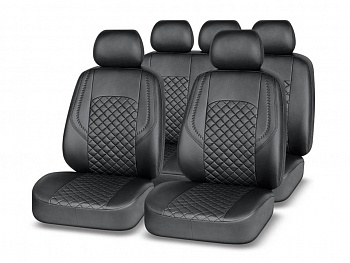 Чехлы а/м унив. "AUTOPREMIER" "GRAND" чёрный, экокожа, SRS AIRBAG, карман, 5 мм поролон, 6 молний, 11 предметов