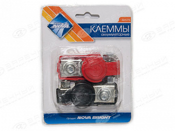 Клемма АКБ (+/-) латунь "Nova Bright" с крепежом в пластиковом кожухе к-т