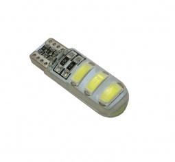Лампа светодиод Т10 (12-5 габариты б/цок.) W5W 12V белая 6SMD (size 5730) "YADA"
