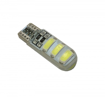 Лампа светодиод Т10 (12-5 габариты б/цок.) W5W 12V белая 6SMD (size 5730) "YADA"