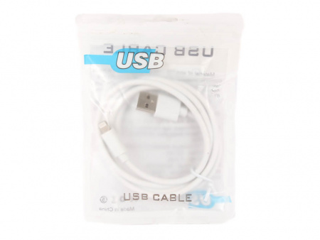 Зарядный кабель USB-Lightning (TPE) 2А, 1м белый "YADA"