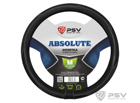 Оплетка руля "M" d37-39см "PSV" ABSOLUTE  кожа, черный