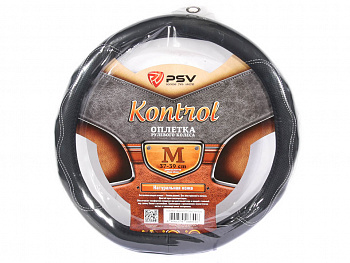 Оплетка руля "M" d37-39см "PSV" KONTROL CORNER со скошенным низом Черный/Отстрочка белая