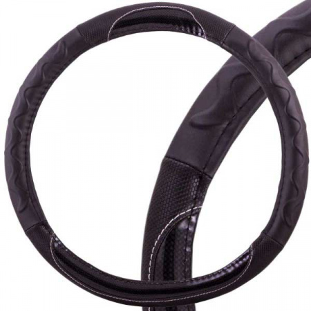 Оплетка руля "M" d37-39см SKYWAY Comfort-3 M Черная экокожа