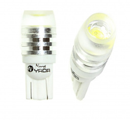 Лампа светодиод Т10 (12-5 габариты б/цок.) W5W 12V High Power optical линза белая "YADA"