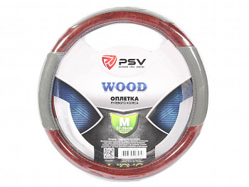 Оплетка руля "M" d37-39см "PSV" WOOD кожа, серый