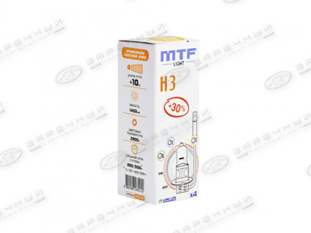 Лампа галоген H3 12/55W "MTF" Standart +30% (Корея)